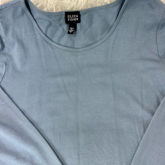 EILEEN FISHER WOMENS WATER BLUE LONG SLEEVE VISCOSE TEE SHIRT S - Picture 9 of 11